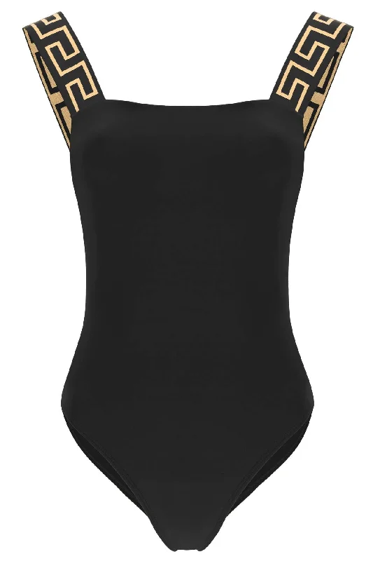 one-piece swimsuit with greek border