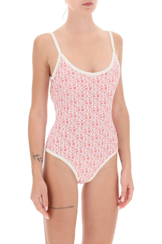 logo print one-piece swimsuit