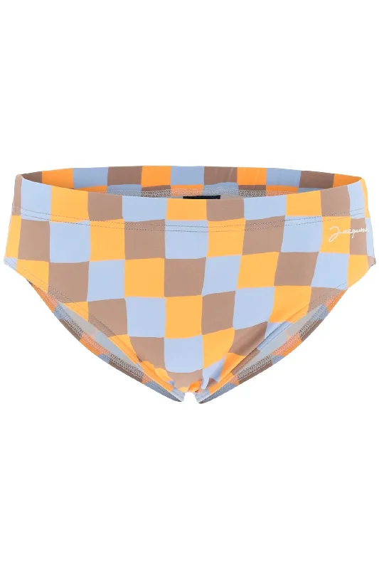 'orange damier' swim briefs