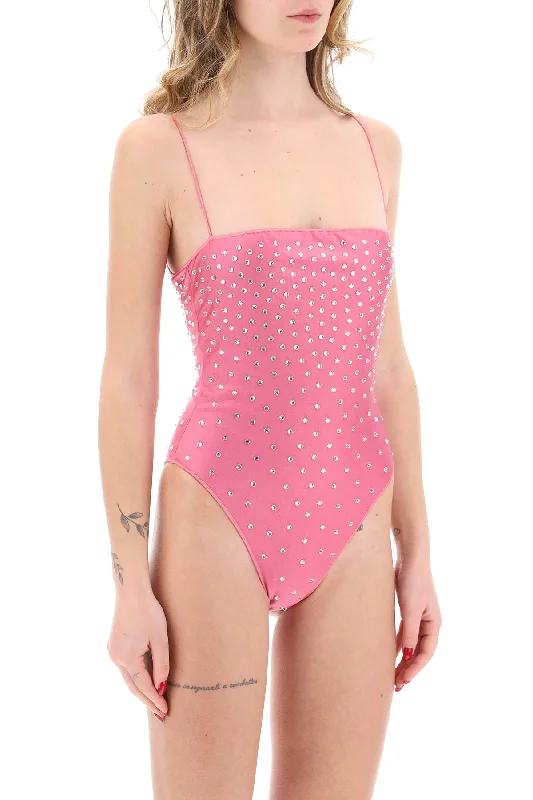 one-piece swimsuit with crystals