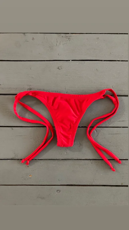 Red Thong Bikini Bottom w/Spaghetti Ties