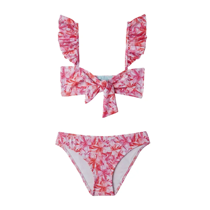 GIRL'S TIE KNOT BIKINI HIBISCUS