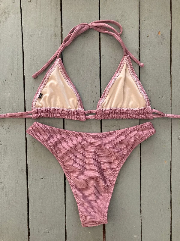 Textured Dark Mauve Bikini Bottom