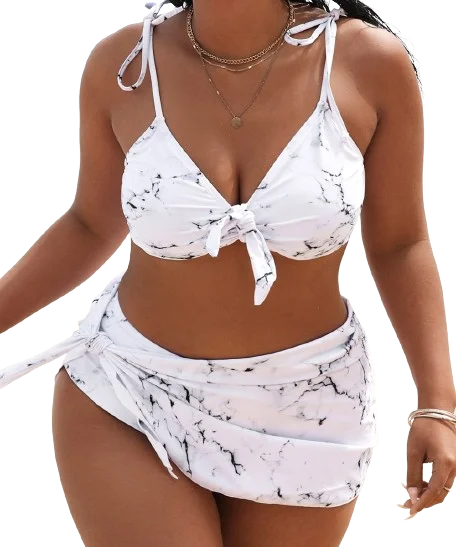 Plus Size Bikinis Print Swimwear White