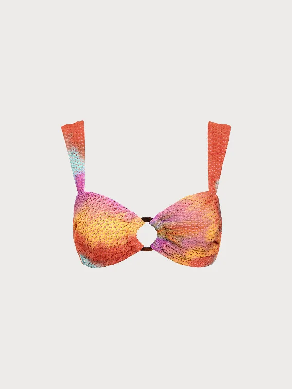 Orange Crochet O-Ring Bikini Top