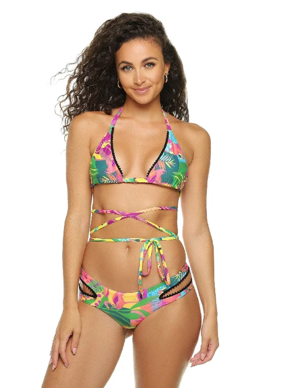 Teddy Wrap Triangle Bikini Top - Havana Nights Jungle Print