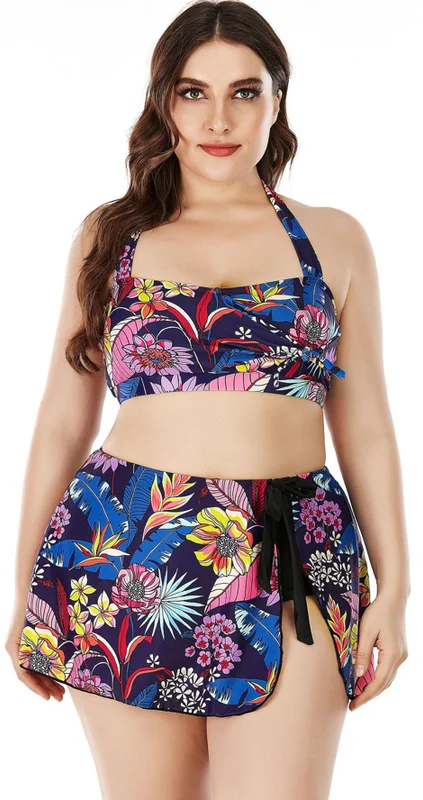 Plus Size Split Bikini Swimwear Bathing Suits Multicolor