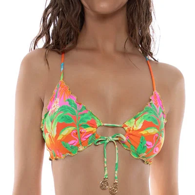 Palm Breeze Wavy Luxe Stitch Drawstring Keyhole Bralette Bikini Top