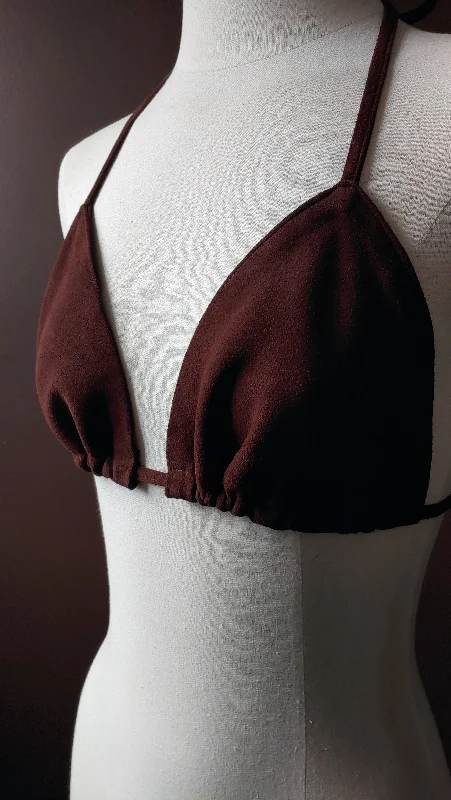 W Magazine Darice Sheep Suede or Leather Triangle Bikini Top | Matching Ties