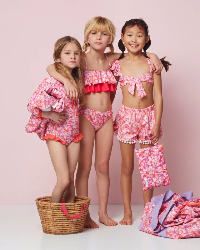 GIRL'S DOUBLE RUFFLED BIKINI HIBISCUS