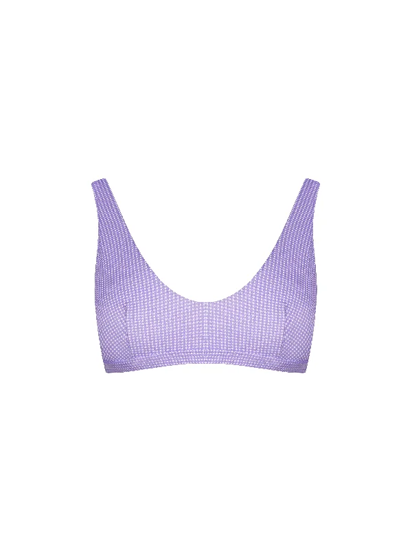 The Plunge Crop Bra - Violet (Microcheck)