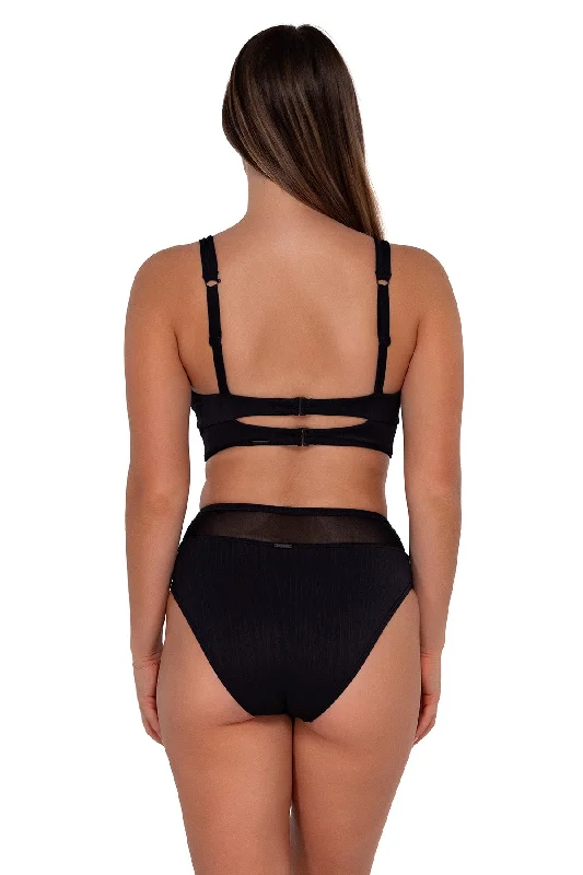 Sunsets Black Seagrass Texture Annie High Waist Bottom