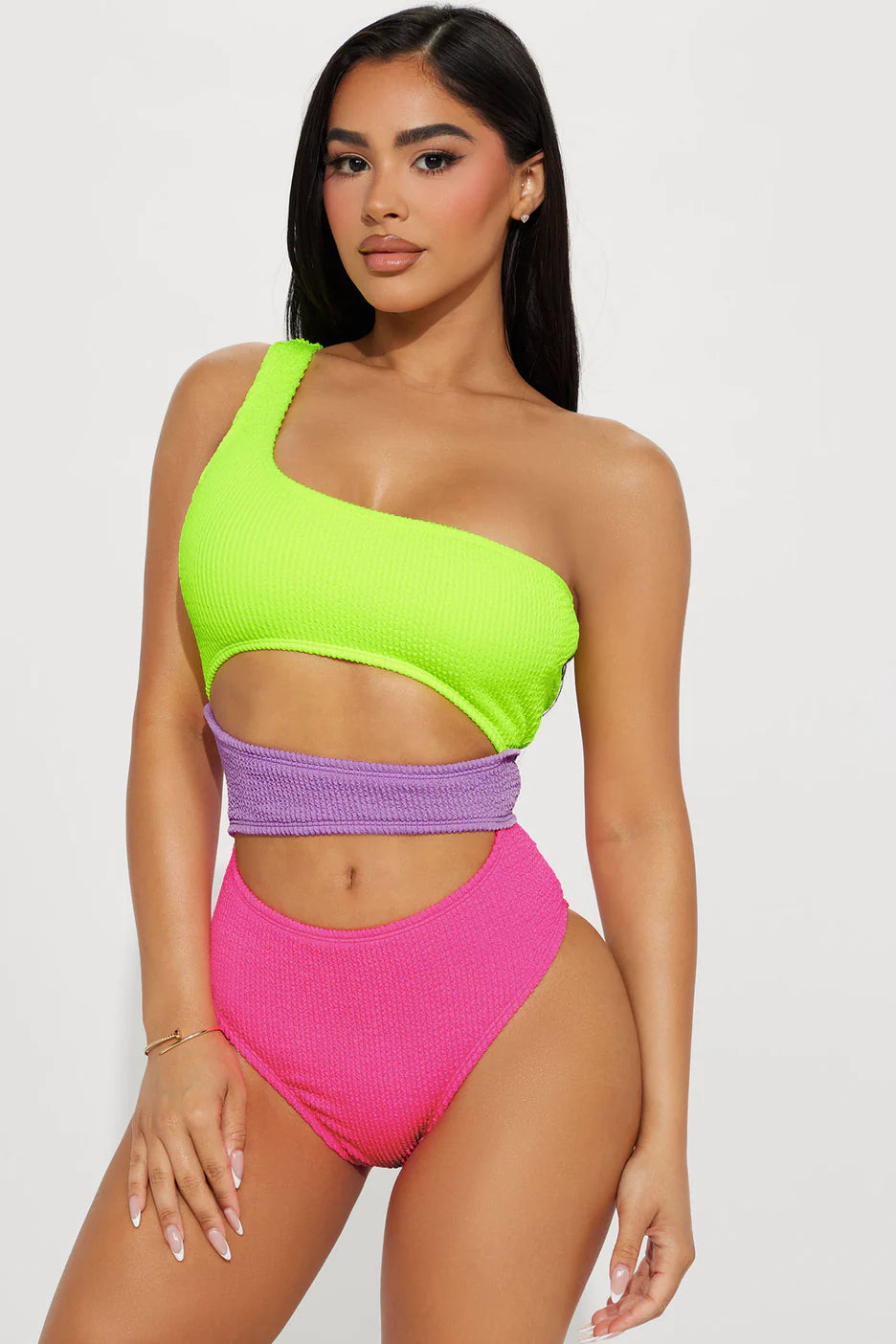 Stacey’s Cut Out Swimsuit: Neon