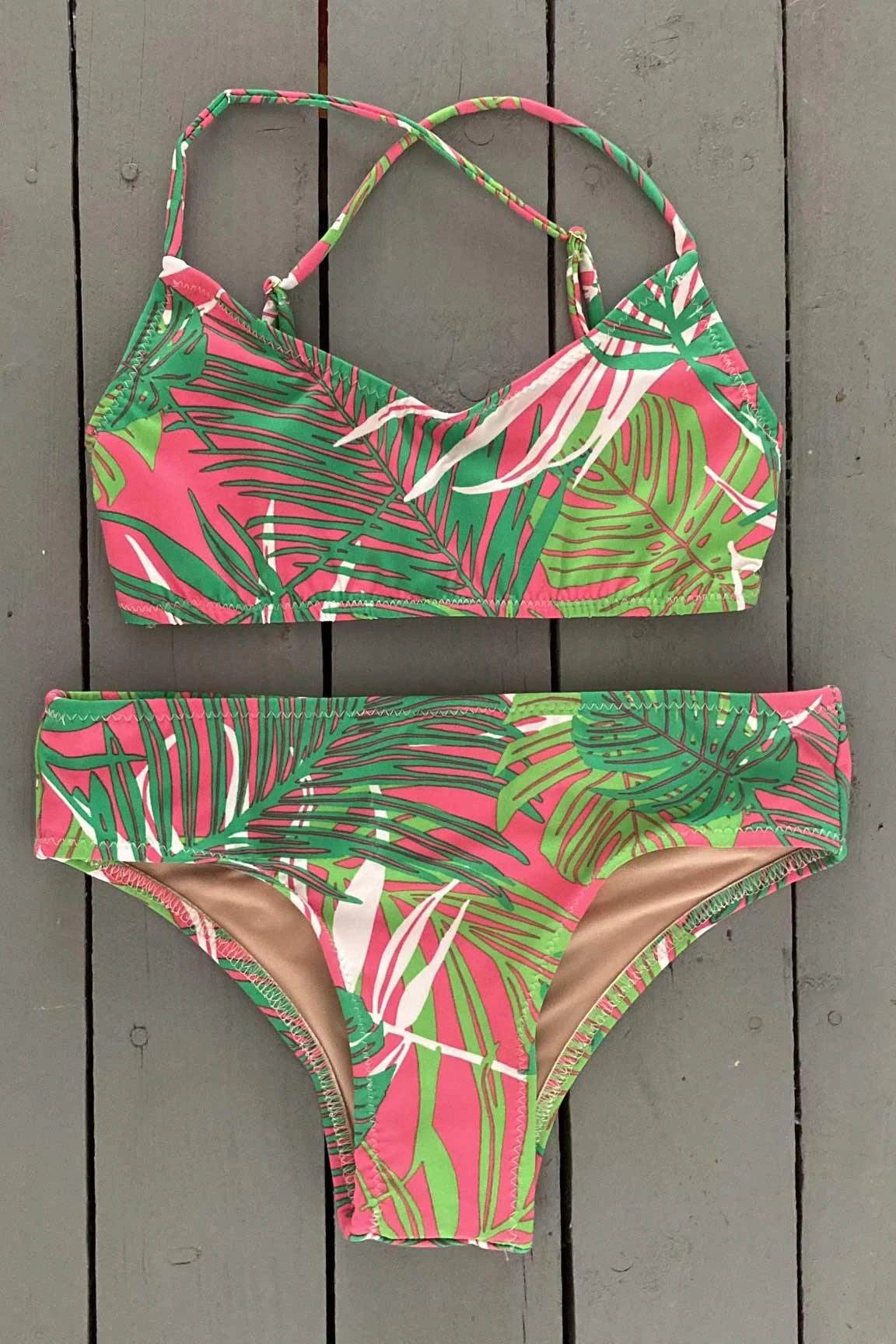 Green/Pink Tropical Bikini Bottom