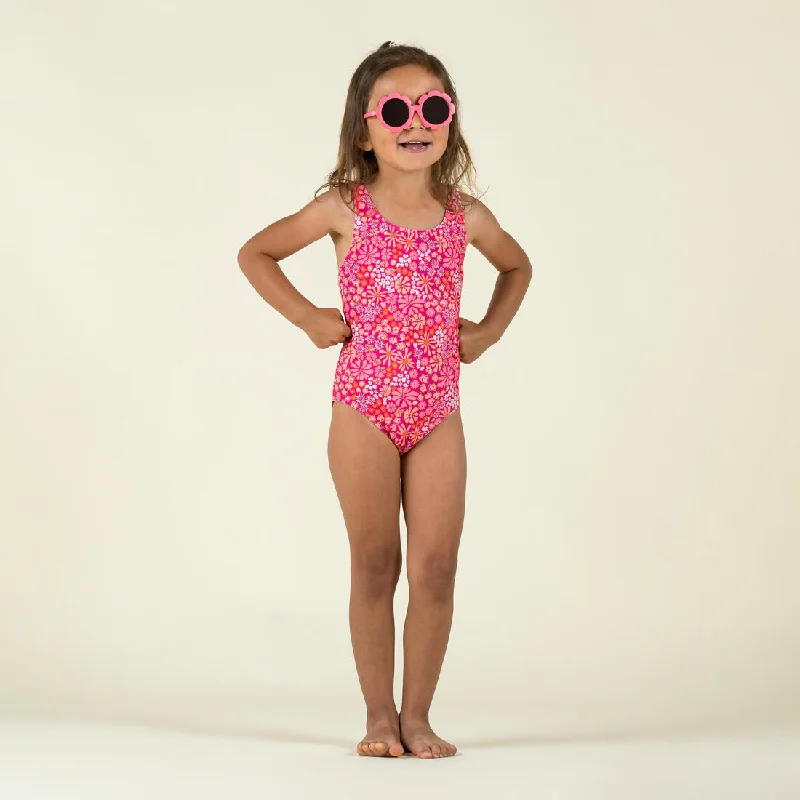 Baby Girls’ 1-Piece Swimsuit - Pink Flower Print