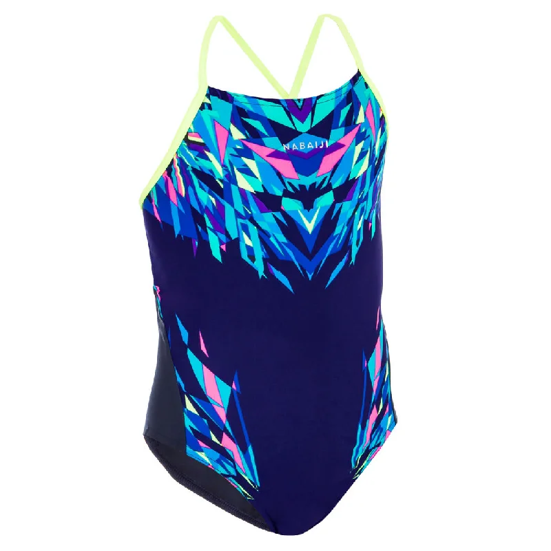 Blue yellow Lexa girls' chlorine-resistant one-piece swimsuit