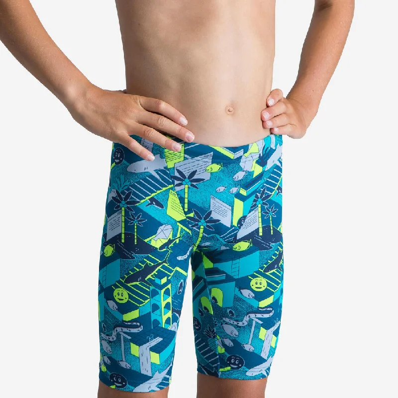 Boys’ Swimming Jammer Fitib Black / Neon