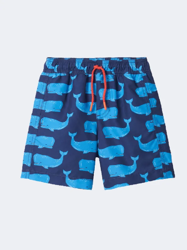 Hatley Block Whales  Kids-Boys Swim Short Patriot Blue