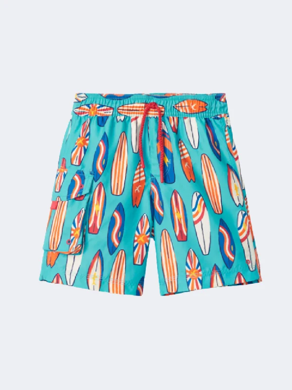 Hatley Vintage Surf Board  Kids-Boys Swim Short Blue Curacao