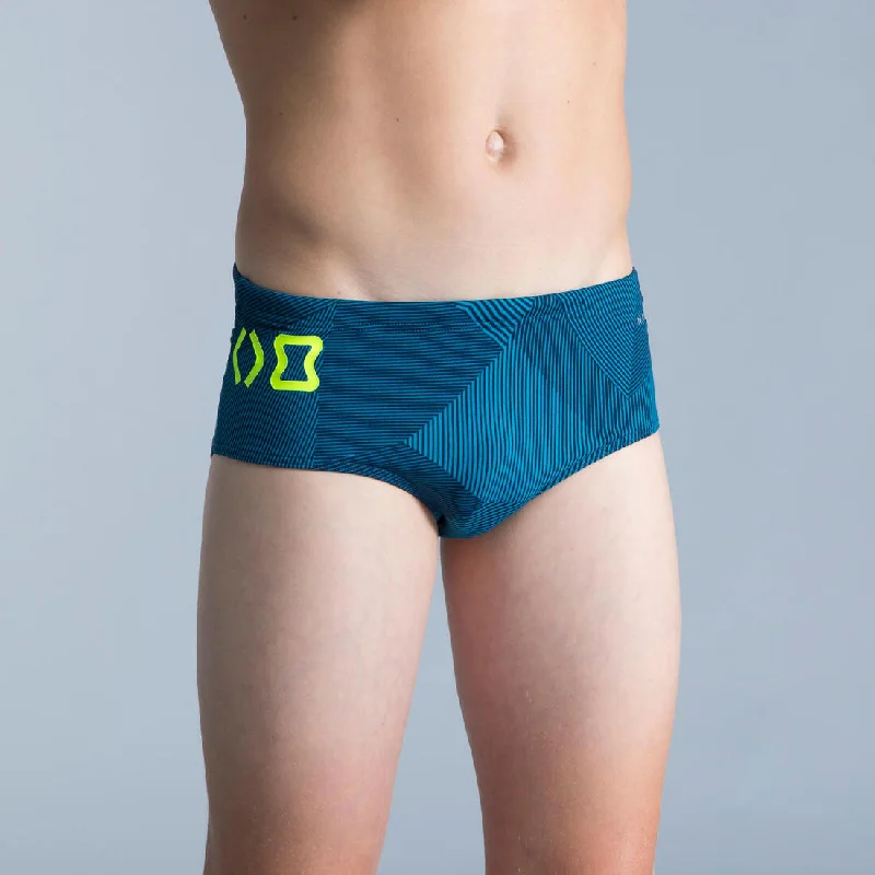 SWIMMING TRUNKS SQUARE-CUT BRIEFS 900 LINES BLUE