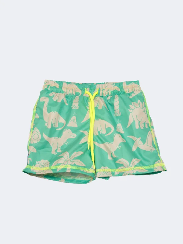 Tortue Dinosaur Little-Boys Beach Swim Short  Green/Mutli