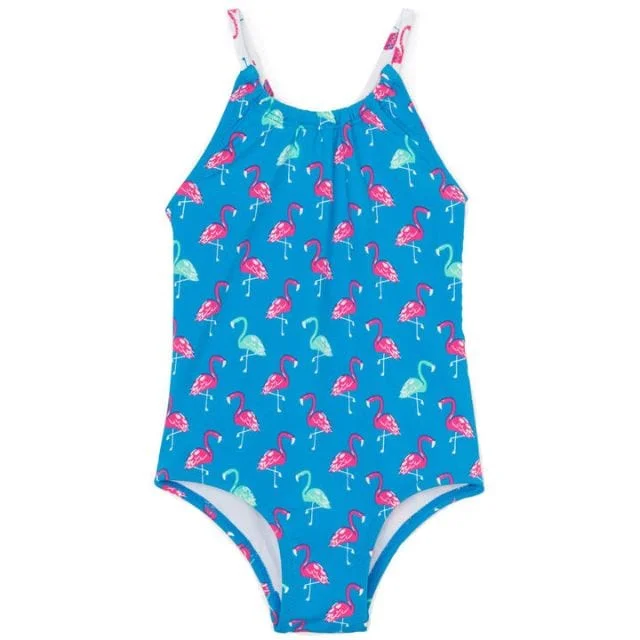 Hatley Fancy Flamingos Swimsuit Kids-Girls Blue and Pink S20FFK1381