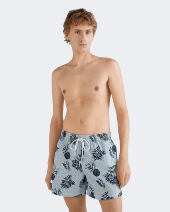 O'Neil Pineapple Seersucker 15" Men Beach Swim Short Blue 2800020-35010