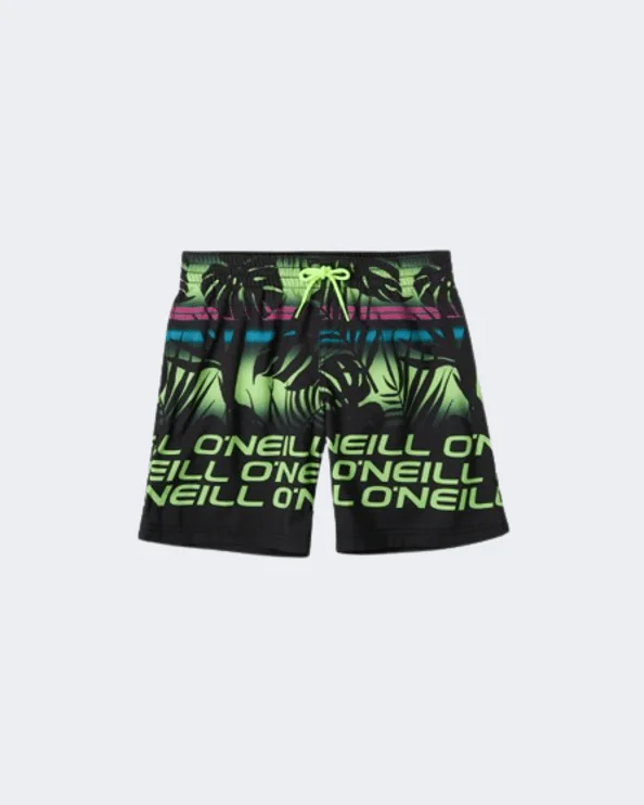 O'Neil Stacked 14" Boys Swim Short Beach Black/Multi 4800004-29012