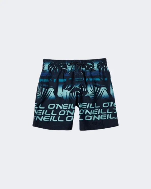 O'Neil Stacked 14" Boys Swim Short Beach Blue Multi 4800004-25017