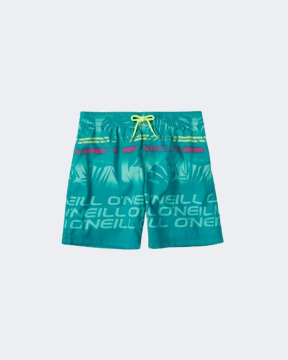 O'Neil Stacked 14" Boys Swim Short Beach Blue Turquoise 4800004-25018