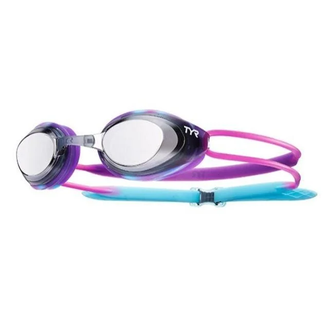 Tyr Kids Swimming Lgbhjrm-526 Blk Hwk Rcng Mirr Jr Purple/Black Goggles  LGBHJRM-526