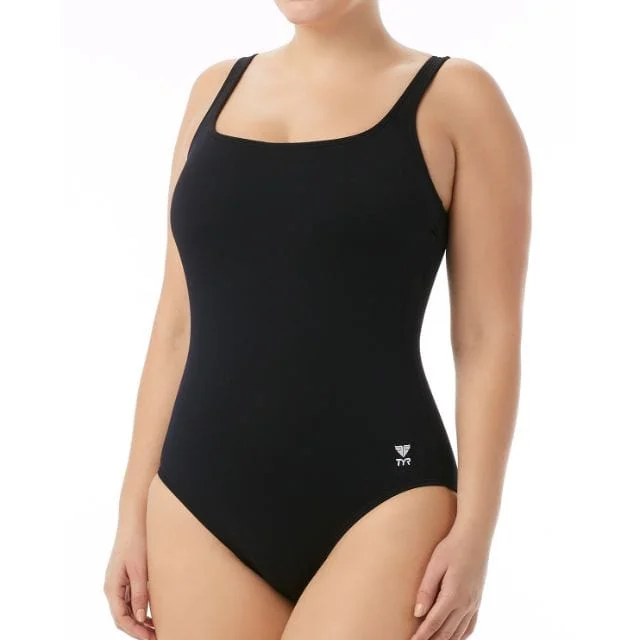 Tyr Solid Aqua Tank Women Swim Monokini Black Taqa7A-1