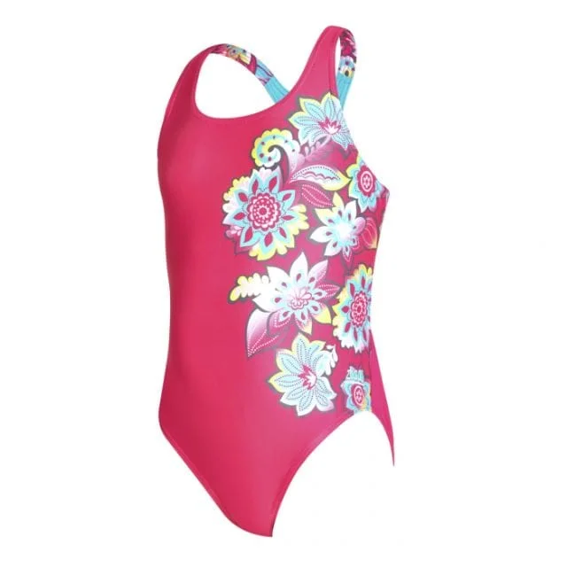 Zoggs Garden Party Rowleeback Kids-Girls Swim Monokini Multicolor/Pink 5086200