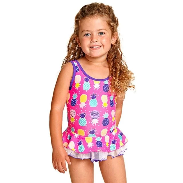 Zoggs Pine Crush Skirt Scoopback Girls Swim Monokini Multicolor 5196200