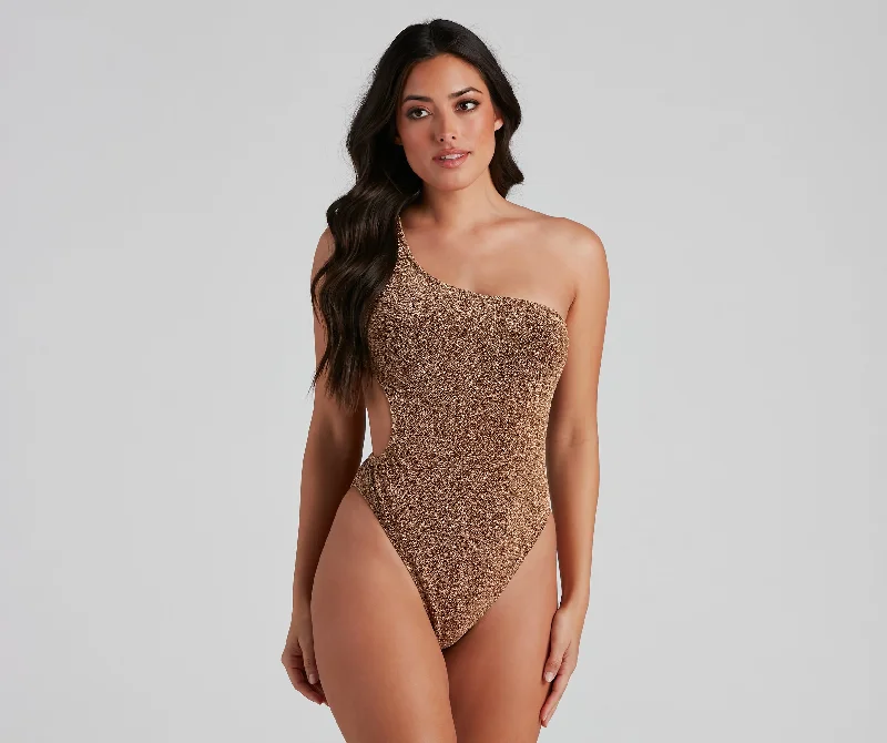 Glitter Scene Lurex One Piece Swimsuit